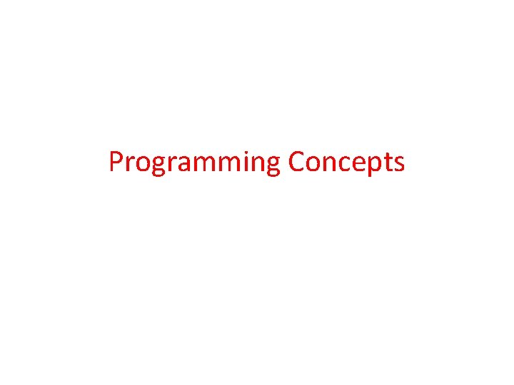 Programming Concepts 
