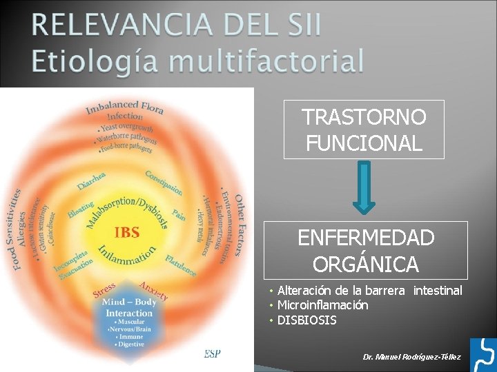 TRASTORNO FUNCIONAL ENFERMEDAD ORGÁNICA • Alteración de la barrera intestinal • Microinflamación • DISBIOSIS