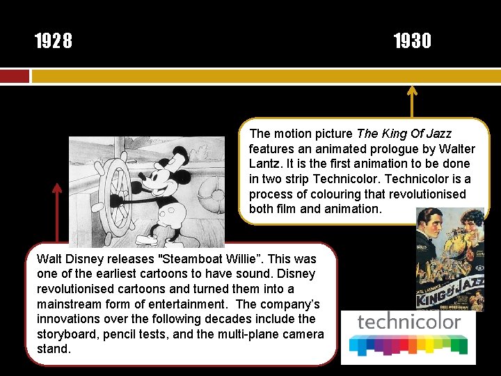 1928 1930 The motion picture The King Of Jazz features an animated prologue by