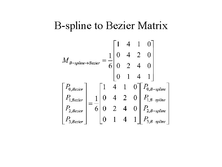 B-spline to Bezier Matrix 