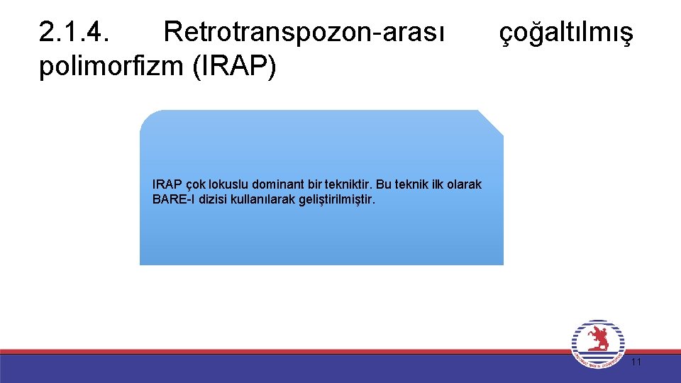 2. 1. 4. Retrotranspozon-arası polimorfizm (IRAP) çoğaltılmış IRAP çok lokuslu dominant bir tekniktir. Bu