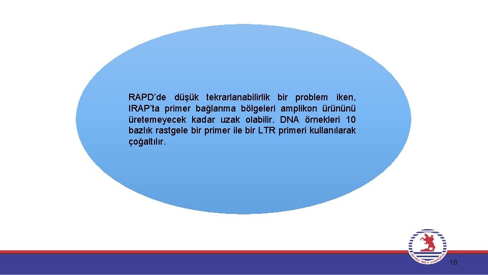 RAPD’de düşük tekrarlanabilirlik bir problem iken, IRAP’ta primer bağlanma bölgeleri amplikon ürününü üretemeyecek kadar