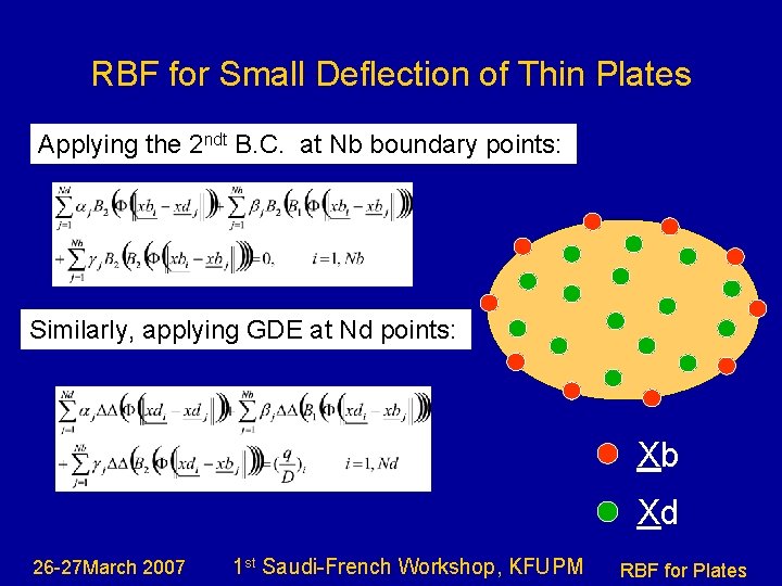 RBF for Small Deflection of Thin Plates Applying the 2 ndt B. C. at