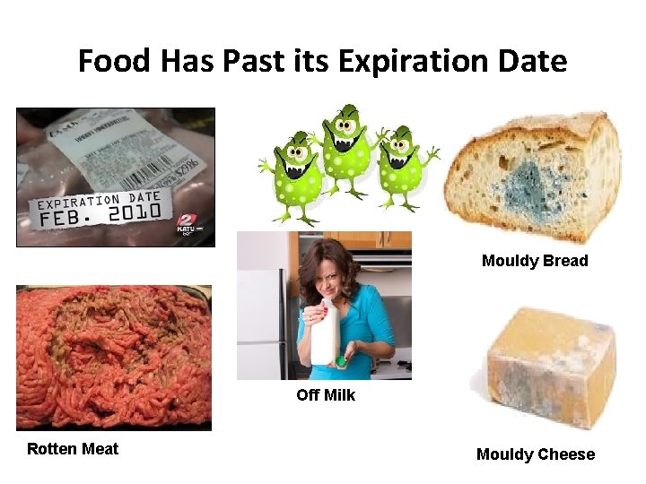 Food Has Past its Expiration Date Mouldy Bread Off Milk Rotten Meat Mouldy Cheese