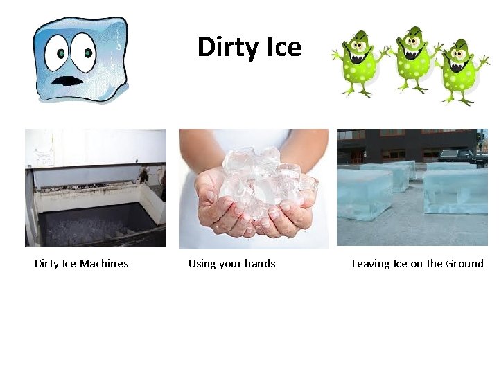 Dirty Ice Machines Using your hands Leaving Ice on the Ground 