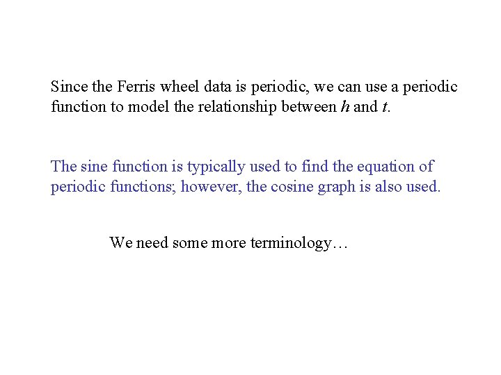 Since the Ferris wheel data is periodic, we can use a periodic function to