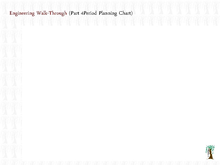 Engineering Walk-Through (Part 4 Period Planning Chart) 