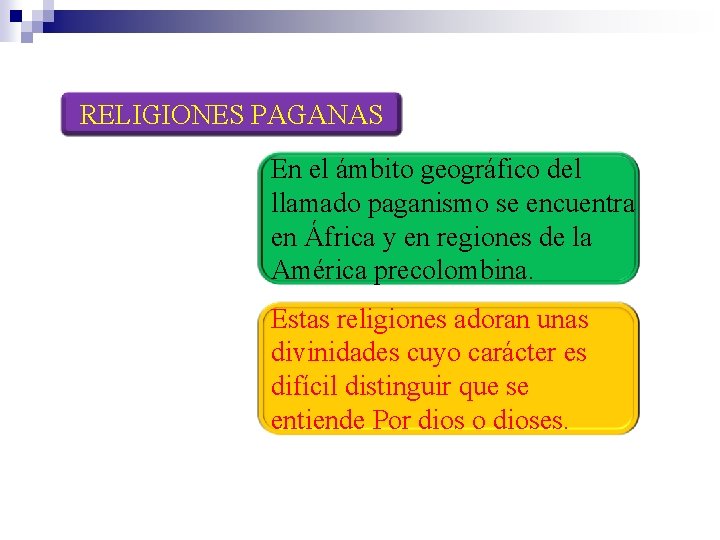 RELIGIONES PAGANAS En el ámbito geográfico del llamado paganismo se encuentra en África y