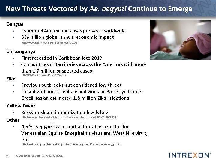 New Threats Vectored by Ae. aegypti Continue to Emerge Dengue • Estimated 400 million