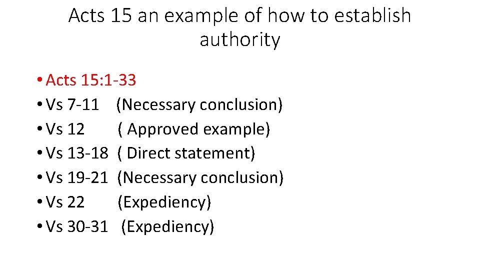 Acts 15 an example of how to establish authority • Acts 15: 1 -33