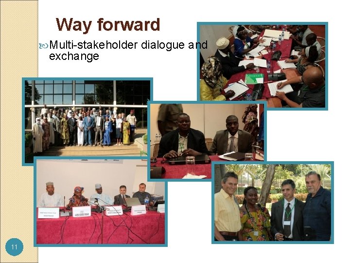 Way forward Multi-stakeholder dialogue and exchange 11 