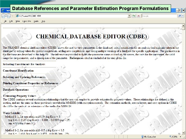 Database References and Parameter Estimation Program Formulations 13 
