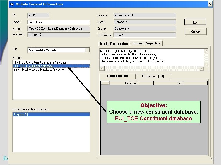 Objective: Choose a new constituent database: FUI_TCE Constituent database 15 