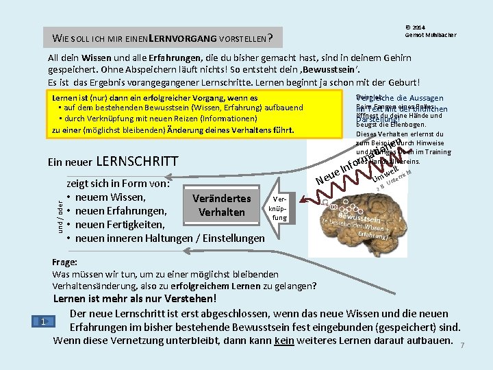 © 2014 Gernot Mühlbacher WIE SOLL ICH MIR EINENLERNVORGANG VORSTELLEN? All dein Wissen und