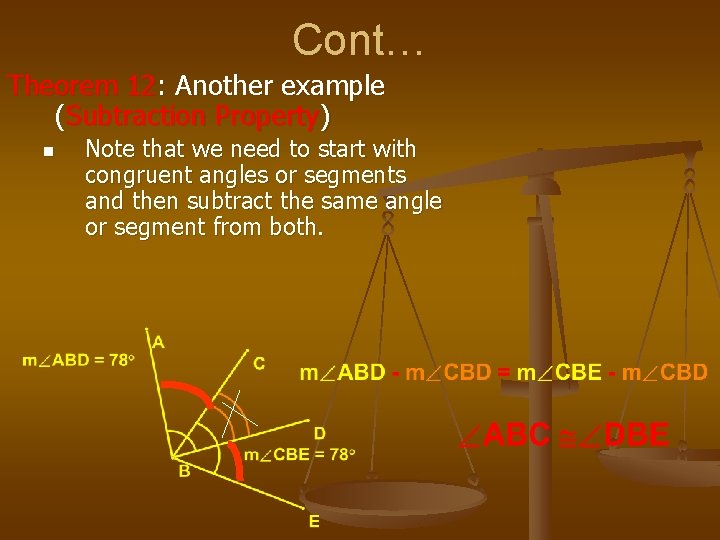 Cont… Theorem 12: Another example (Subtraction Property) n Note that we need to start