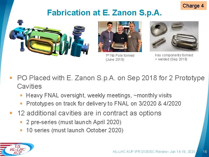 Fabrication at E. Zanon S. p. A. 1 st Nb Pole formed (June 2019)