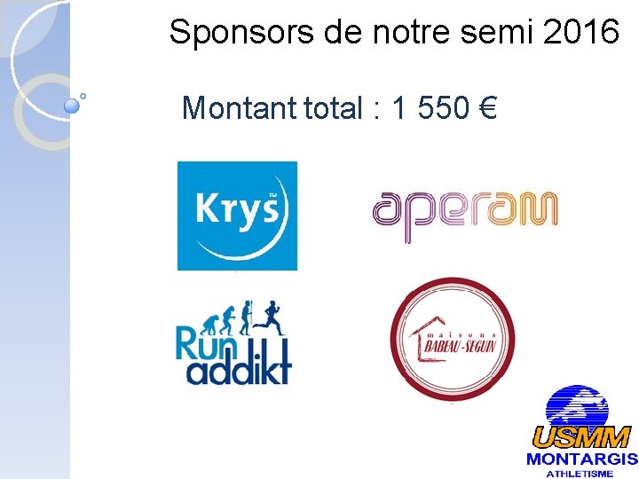 Sponsors de notre semi 2016 Montant total : 1 550 € 