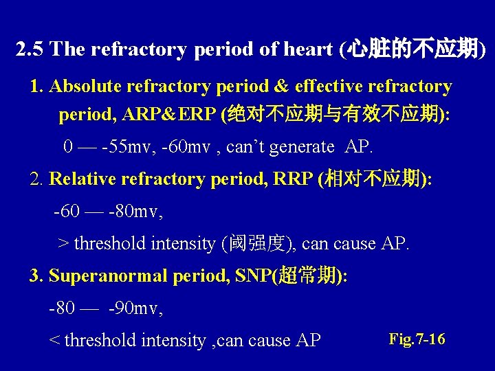 2. 5 The refractory period of heart (心脏的不应期) 1. Absolute refractory period & effective