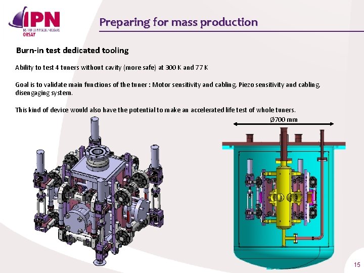 Preparing for mass production Burn-in test dedicated tooling Ability to test 4 tuners without