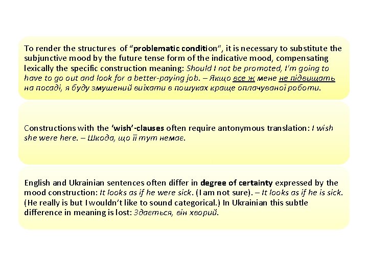 To render the structures of “problematic condition”, it is necessary to substitute the subjunctive