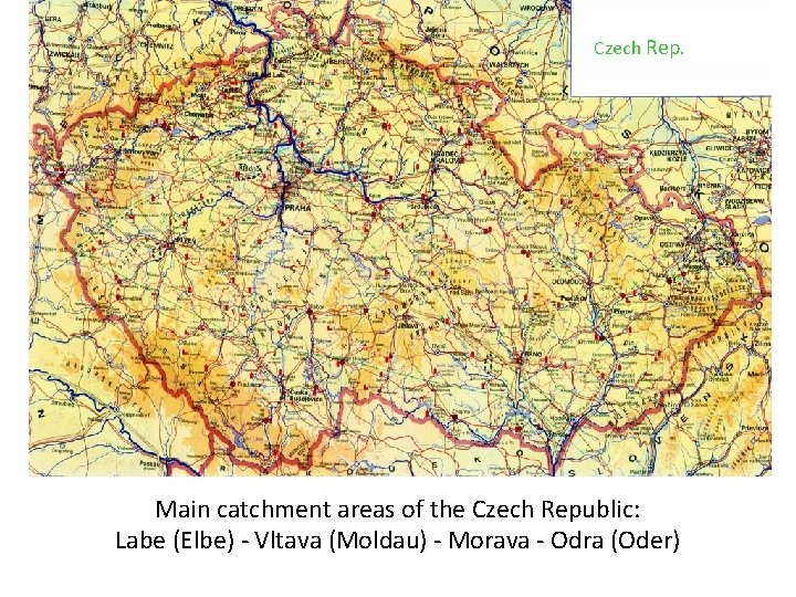 Czech Rep. Main catchment areas of the Czech Republic: Labe (Elbe) - Vltava (Moldau)