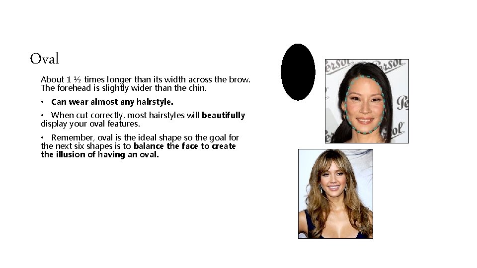 Oval About 1 ½ times longer than its width across the brow. The forehead