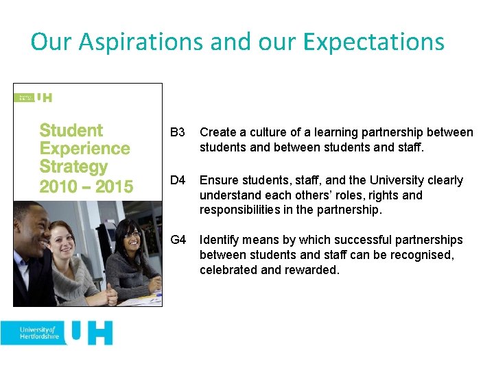 Our Aspirations and our Expectations B 3 Create a culture of a learning partnership