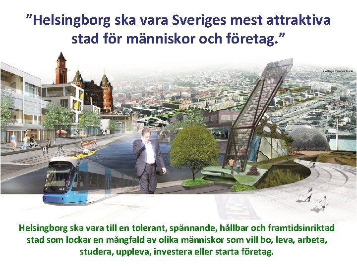 ”Helsingborg ska vara Sveriges mest attraktiva stad för människor och företag. ” Helsingborg ska