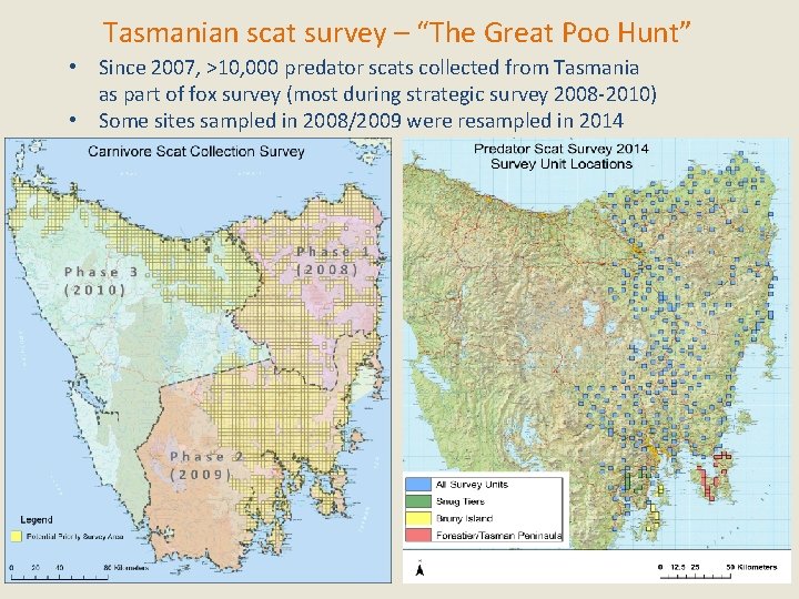 Tasmanian scat survey – “The Great Poo Hunt” • Since 2007, >10, 000 predator