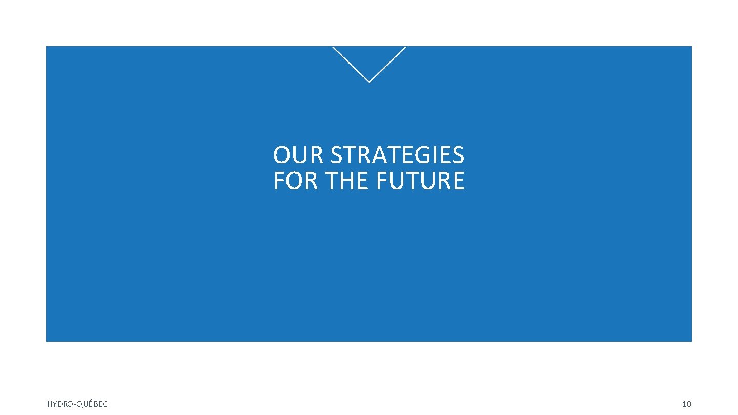 OUR STRATEGIES FOR THE FUTURE HYDRO-QUÉBEC 10 