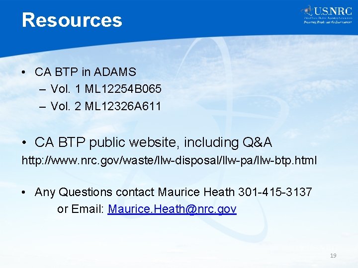 Resources • CA BTP in ADAMS – Vol. 1 ML 12254 B 065 –
