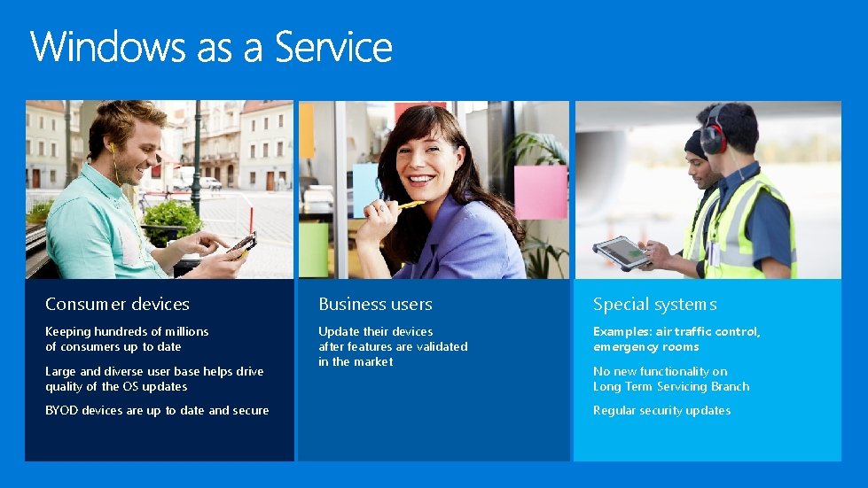 Consumer devices Business users Special systems Keeping hundreds of millions of consumers up to Consumer devices Business users Special systems Keeping hundreds of millions of consumers up to