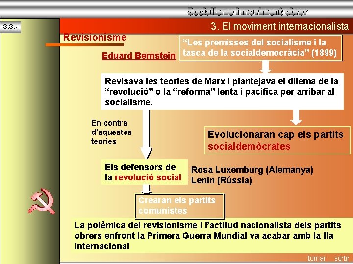 3. El moviment internacionalista 3. 3. - Revisionisme “Les premisses del socialisme i la