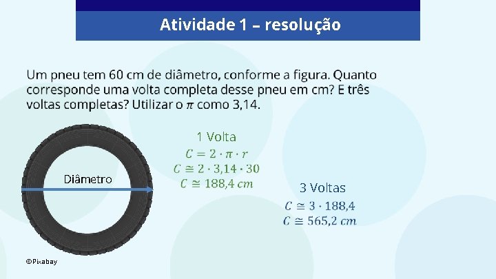 Atividade 1 – resolução 1 Volta Diâmetro ©Pixabay 3 Voltas 