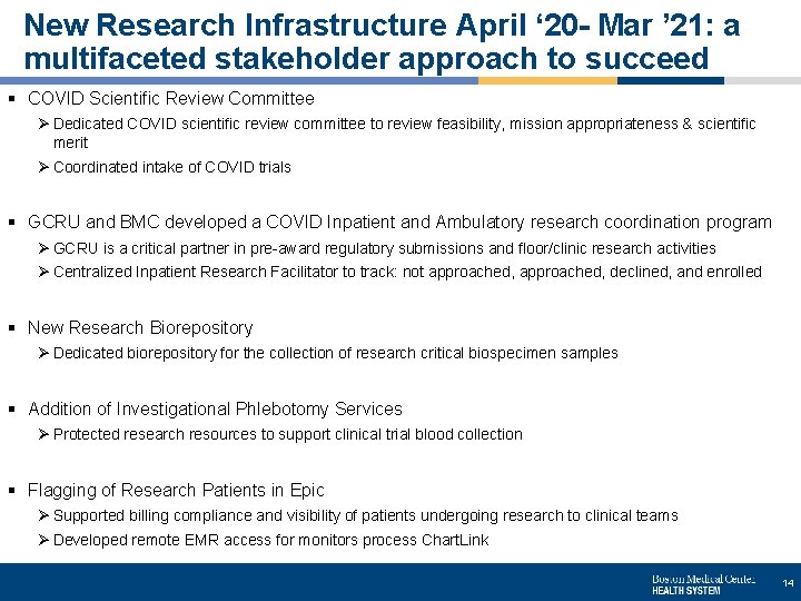 New Research Infrastructure April ‘ 20 - Mar ’ 21: a multifaceted stakeholder approach