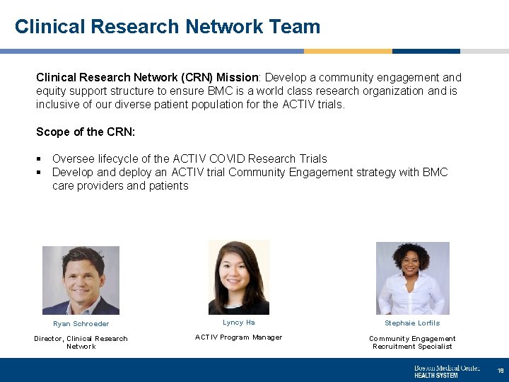 Clinical Research Network Team Clinical Research Network (CRN) Mission: Develop a community engagement and