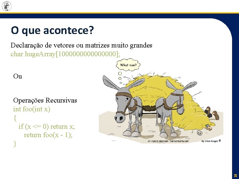 O que acontece? Declaração de vetores ou matrizes muito grandes char huge. Array[100000000]; Ou