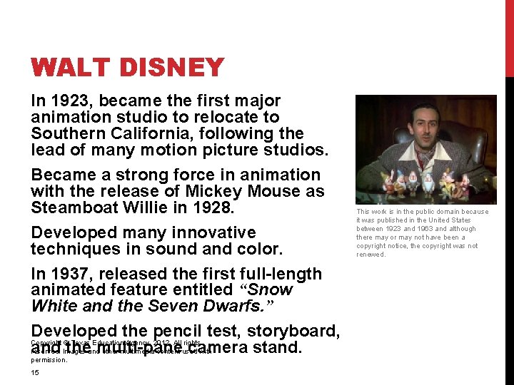 WALT DISNEY In 1923, became the first major animation studio to relocate to Southern