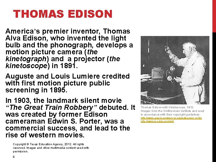 THOMAS EDISON America’s premier inventor, Thomas Alva Edison, who invented the light bulb and