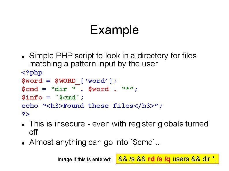 Example Simple PHP script to look in a directory for files matching a pattern