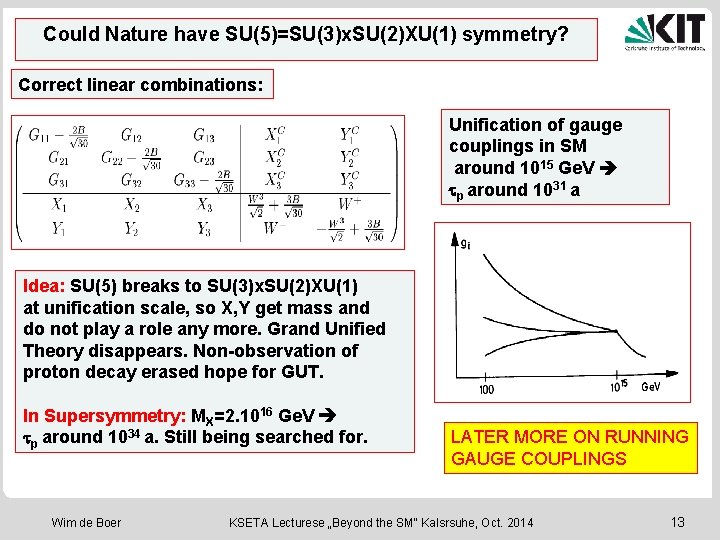 Could Nature have SU(5)=SU(3)x. SU(2)XU(1) symmetry? Correct linear combinations: Unification of gauge couplings in