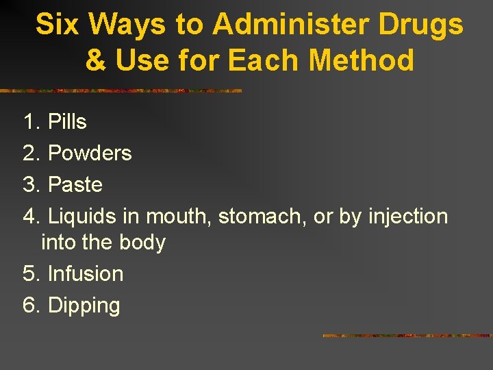 Six Ways to Administer Drugs & Use for Each Method 1. Pills 2. Powders
