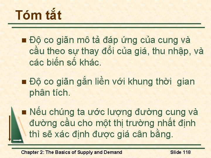 Tóm tắt n Độ co giãn mô tả đáp ứng của cung và cầu