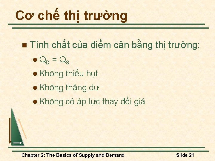 Cơ chế thị trường n Tính chất của điểm cân bằng thị trường: l