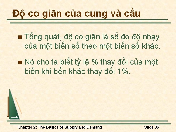 Độ co giãn của cung và cầu n Tổng quát, độ co giãn là