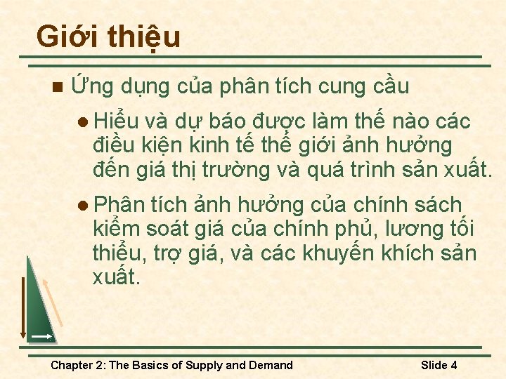 Giới thiệu n Ứng dụng của phân tích cung cầu l Hiểu và dự