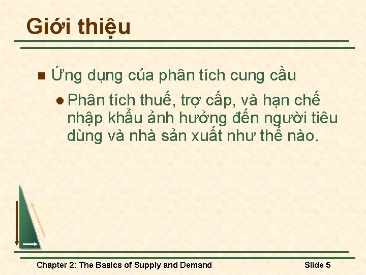 Giới thiệu n Ứng dụng của phân tích cung cầu l Phân tích thuế,