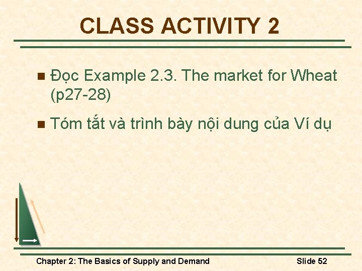 CLASS ACTIVITY 2 n Đọc Example 2. 3. The market for Wheat (p 27