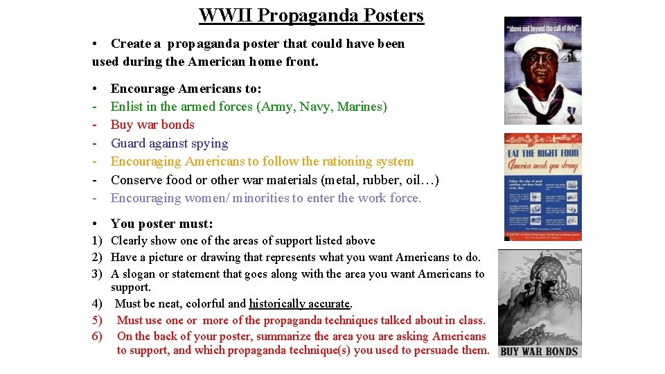 WWII Propaganda Posters • Create a propaganda poster that could have been used during