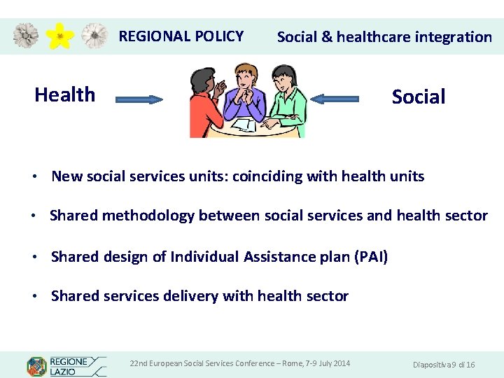 REGIONAL POLICY Social & healthcare integration Health Social • New social services units: coinciding